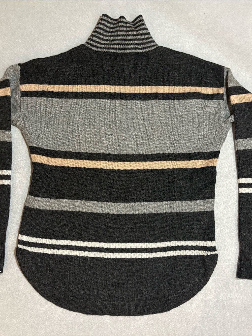 Autumn Cashmere XS 100% Cashmere Striped Turtleneck Quiet Luxury Sweater Soft - Picture 8 of 9